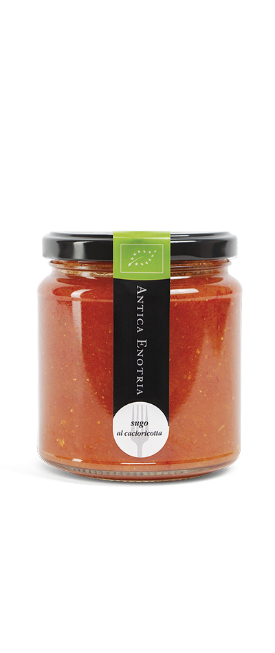 Bio-Tomaten-Sugo mit Cacioricotta-Käse