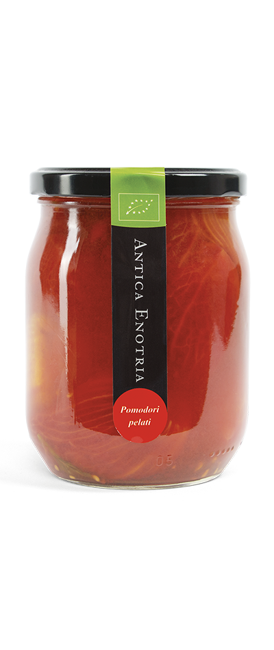 Geschälte Bio-Tomaten in Salzlake